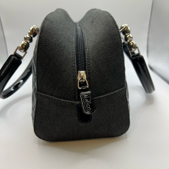 AUTHENTIC DIOR LADY TOTE Charcoal Gray Denim/ Leather - Picture 3 of 8